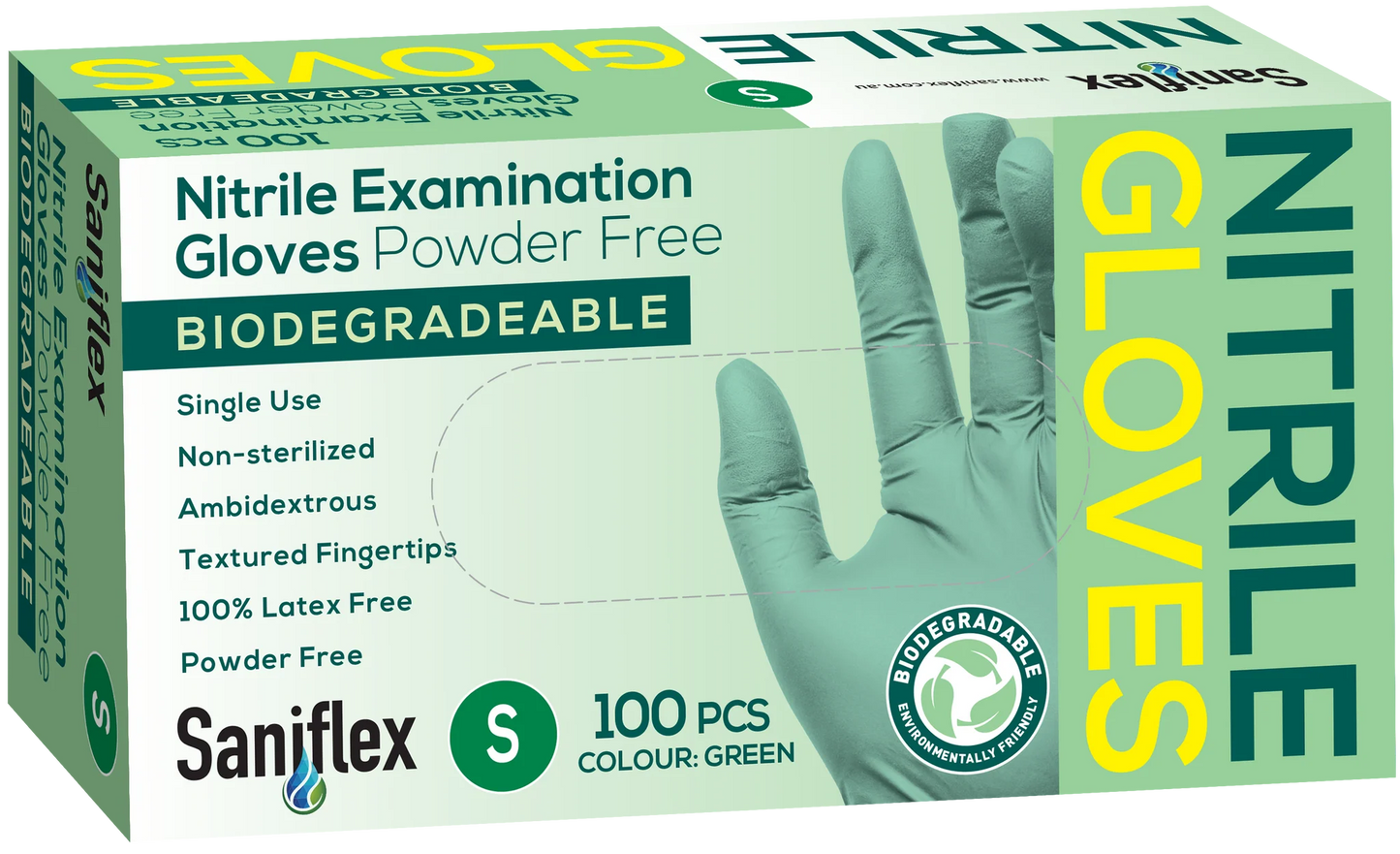 Saniflex Green Biodegradable Nitrile Gloves