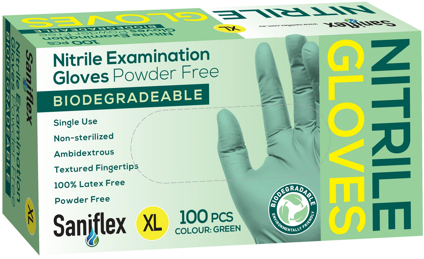 Saniflex Green Biodegradable Nitrile Gloves
