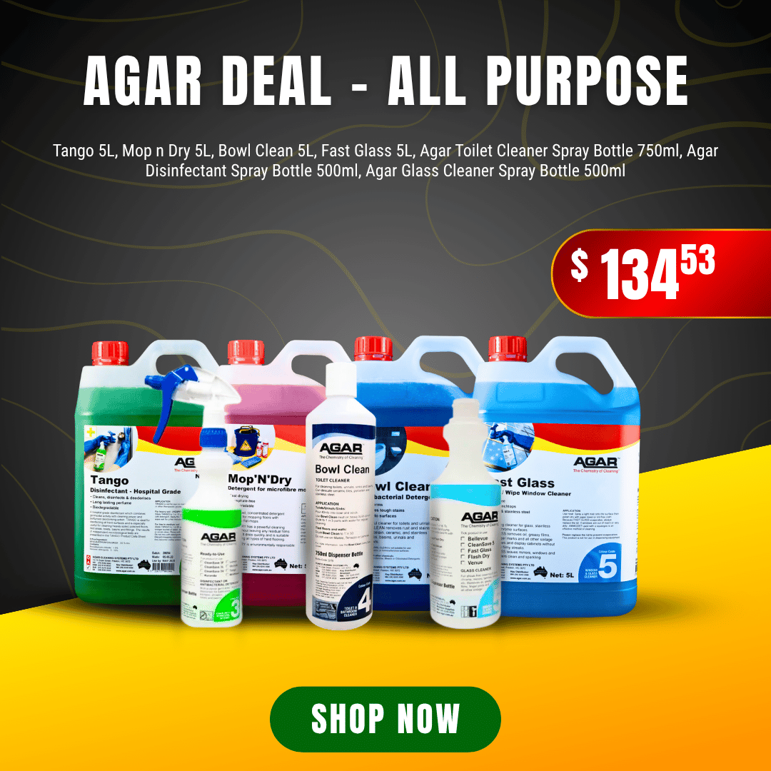 Advertisement for Agar cleaning products, featuring assorted bottles, a $134.53 price, and a “Shop Now” button.