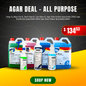 Advertisement for Agar cleaning products, featuring assorted bottles, a $134.53 price, and a “Shop Now” button.