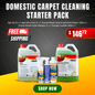 Domestic Carpet Cleaning Starter Pack featuring Agar and Enzyme Wizard solutions with free shipping for deep carpet care.