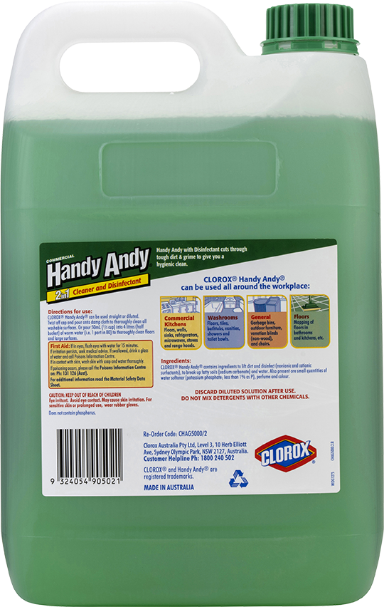 Clorox Handy Andy Cleaner & Disinfectant Green 5L