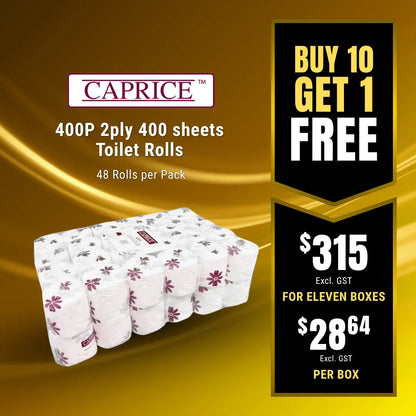 Caprice 400P 2ply 400 sheets Toilet Rolls 48 Pack