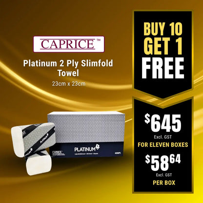 Caprice Platinum 2 Ply Slimfold Towel 23cm x 23cm