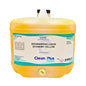 A 15L plastic jug of Clean Plus Chemicals Dishwashing Liquid in Economy Yellow, featuring a white label with teal accents and a yellow cap on a white background.