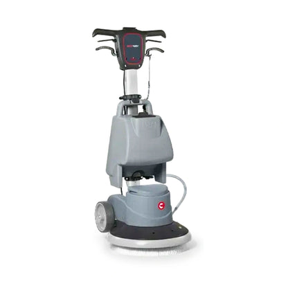 A gray and black wet floor cleaner with a digital control panel on the handle, shown against a plain white background.