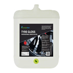 A large white plastic jerrycan of Concept Clean Tyre Gloss Professional Grade Silicon on a plain white background.
