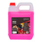 A large plastic jerrycan of Concept Clean Wash N Shine car wash cleaner, filled with bright pink liquid, featuring a red cap and a black label with product imagery.