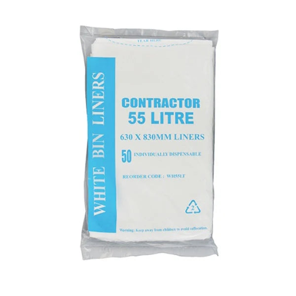 Contractor 55Lt Black, White Bin Liner