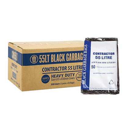 Contractor 55Lt Black, White Bin Liner