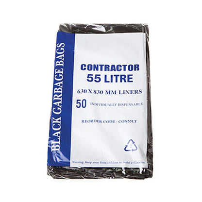 Contractor 55Lt Black, White Bin Liner