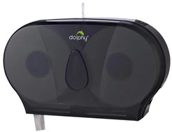 Dolphy Twin Jumbo Toilet Roll Dispenser - White/Grey