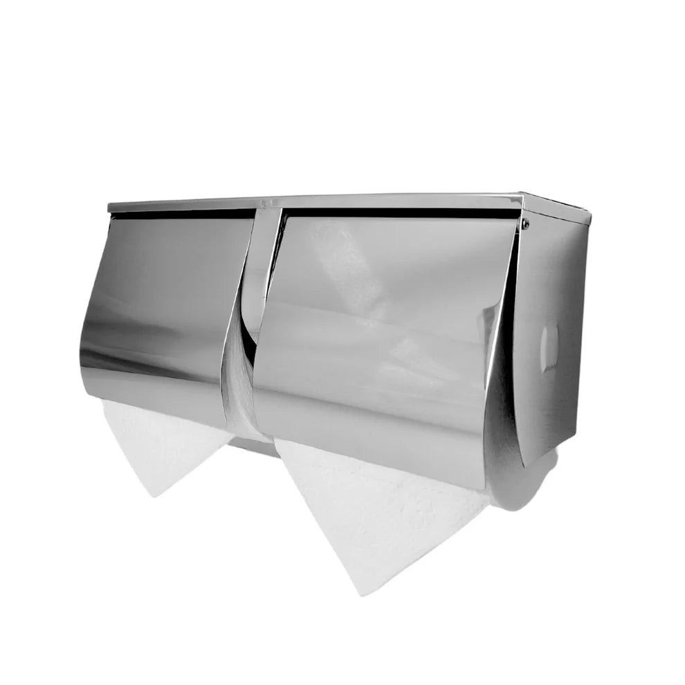 Dolphy SS Double Toilet Roll Holder with Shelf