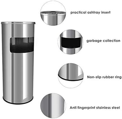 Dolphy Stainless Steel Lobby Bin With Ashtray 10L