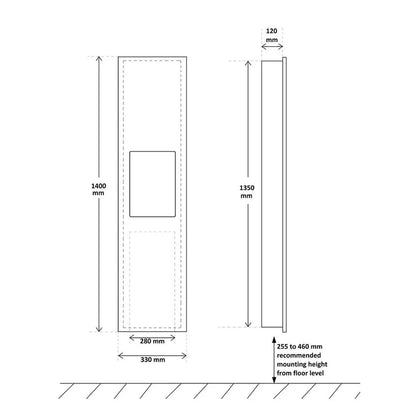 Dolphy 2 in 1 Washroom Recessed Panel - Paper Dispenser + 24L Waste Bin