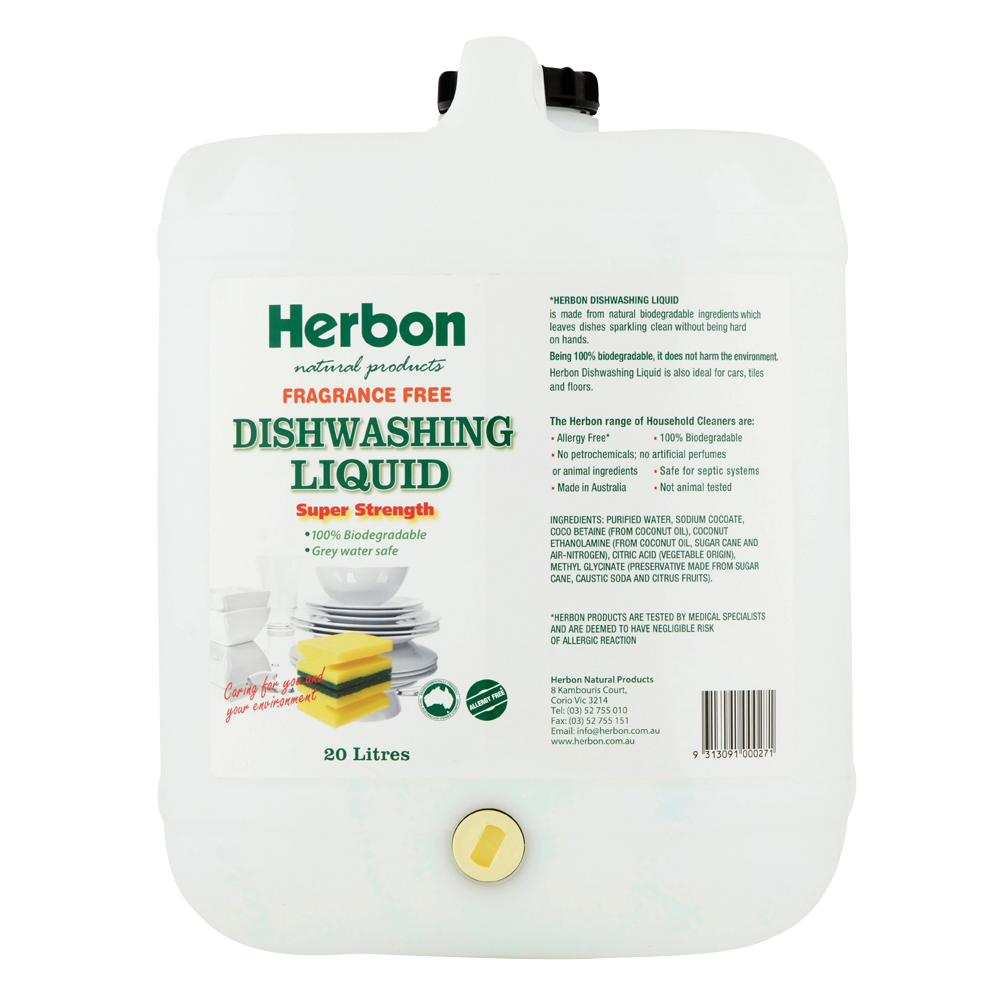 Herbon Dishwashing Liquid 1Lt Fragrance Free