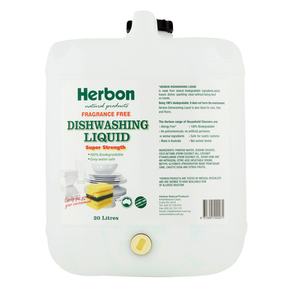 Herbon Dishwashing Liquid 1Lt Fragrance Free
