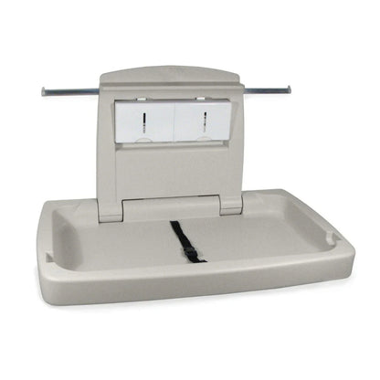Gray electronic device with a tray on a white background