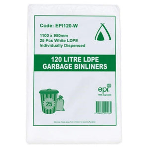 Tailored Packaging 120L EPI Degradable Bin Liner MD 21um White