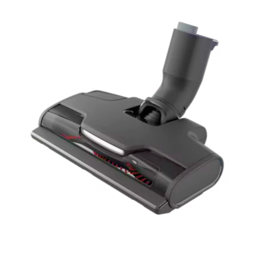 A dark gray and black vacuum cleaner floor head attachment with a flexible hose connector, shown on a plain white background.