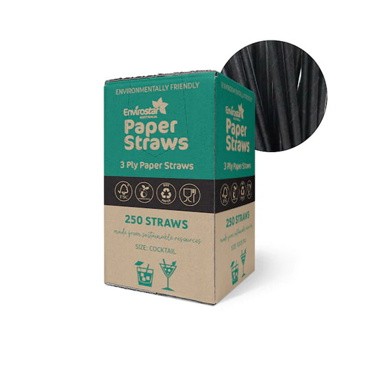 Envirostar Paper Straws Premium 3 Ply Black