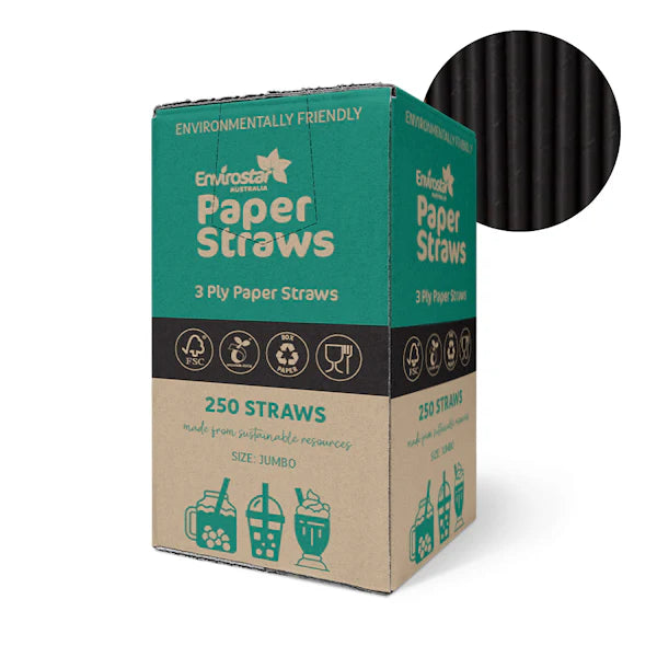 Envirostar Paper Straws Premium 3 Ply Black