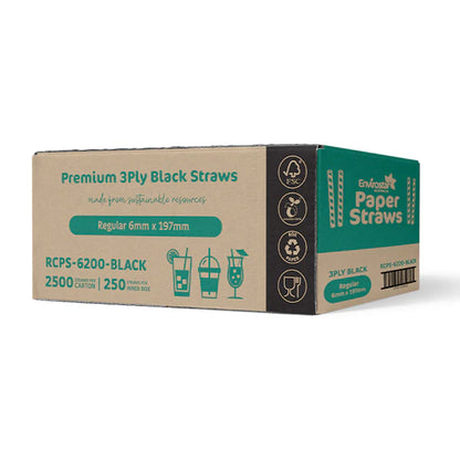 Envirostar Paper Straws Premium 3 Ply Black