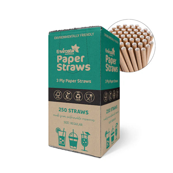 Envirostar Paper Straws Premium 3 Ply Black