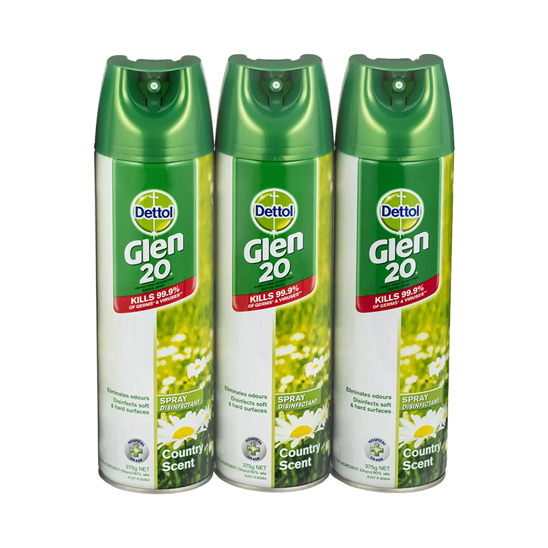 Pack Glen 20 Spray Disinfectant Country Scent by Dettol - 375g 3PK,4PK,6PK,12PK - Cleaning Supplies