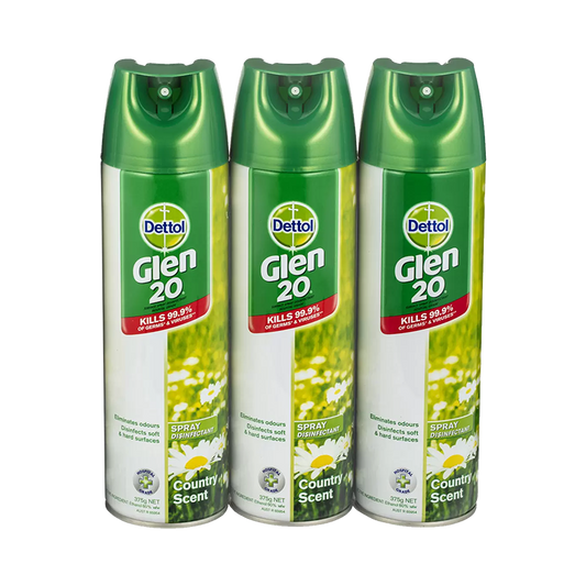 Pack Glen 20 Spray Disinfectant Country Scent by Dettol - 375g 3PK,4PK,6PK,12PK - Cleaning Supplies