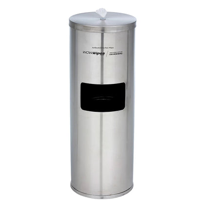 Wow Wipes - Antibacterial Wipes Dispenser + Bin – Freestanding Stainless Steel