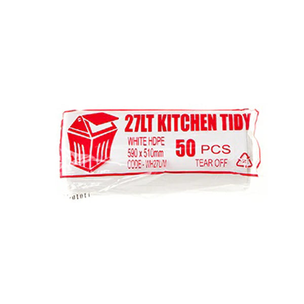 Kitchen Tidy 27Lt Black, White Bin Liners