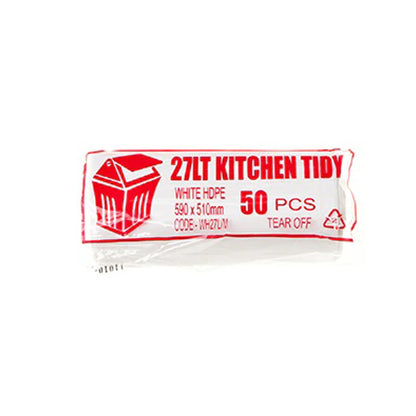 Kitchen Tidy 27Lt Black, White Bin Liners