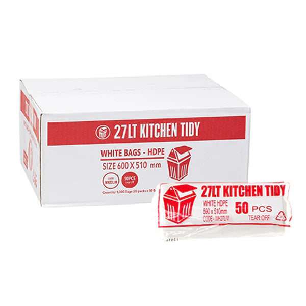 Kitchen Tidy 27Lt Black, White Bin Liners