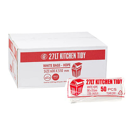 Kitchen Tidy 27Lt Black, White Bin Liners