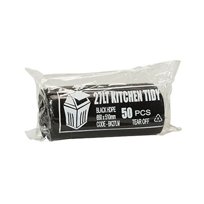 Kitchen Tidy 27Lt Black, White Bin Liners