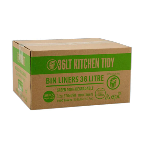 Kitchen Tidy 36Lt Green Degradable Bin Liners