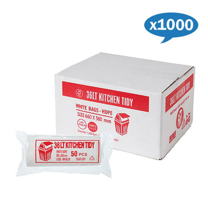 Kitchen Tidy 36Lt White Bin Liners