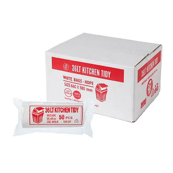 Kitchen Tidy 36Lt White Bin Liners