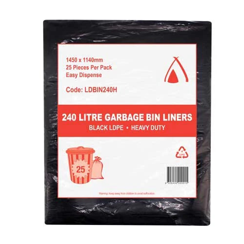 Tailored Packaging 240L Heavy Duty Bin Liners Black