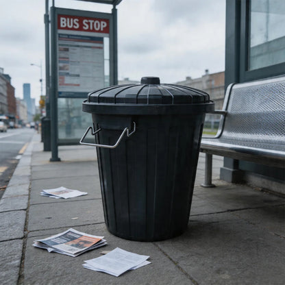 75L Plastic Garbage Bin Black - My Clean