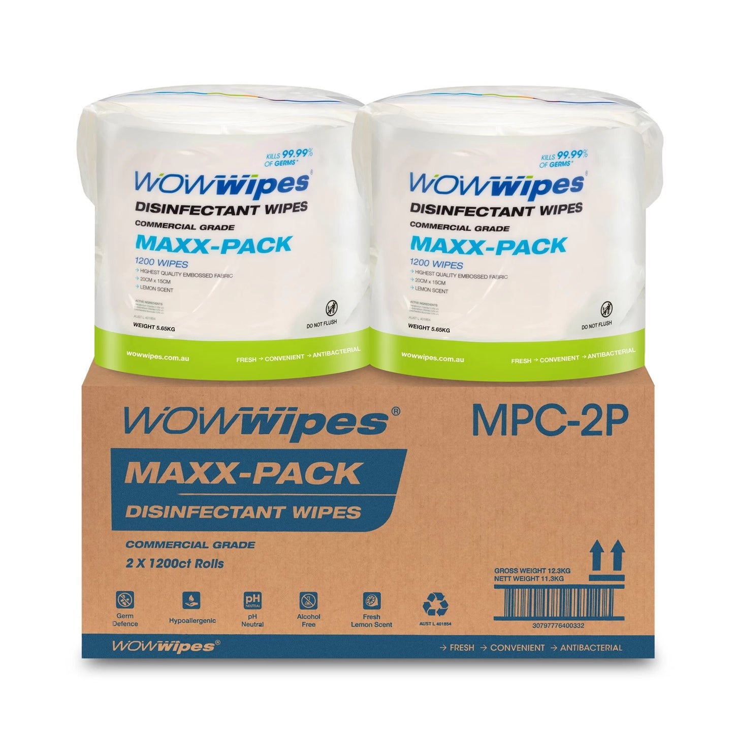 Antibacterial Wipes ‘MAXX-PACK’ 2 x 1200 Wipes