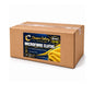 A brown cardboard box of Cleaners Gallery Microfibre Cloths, 50 pieces, yellow, with a black and yellow label on the front, set against a plain white background.