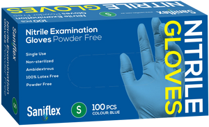Saniflex Nitrile Gloves Small - Powder Free - Blue, 100 Pack
