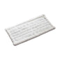 A rectangular white bath mat with a textured, plush terry cloth surface and a stitched border, shown on a plain white background.