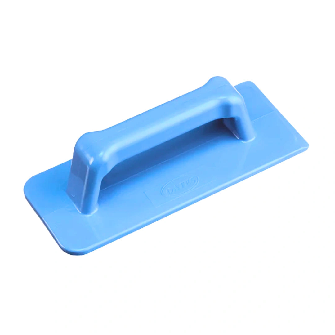 A light blue plastic tile leveling float with a built-in handle, shown on a plain white background.