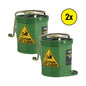 Two green Oates Wet Floor Bucket Mop Tractors with caution wet floor signs, shown on a white background with a yellow '2x' badge.