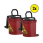 Two red wet bucket mops with black handles and caution floor stickers, shown on a white background with a yellow '2x' badge.