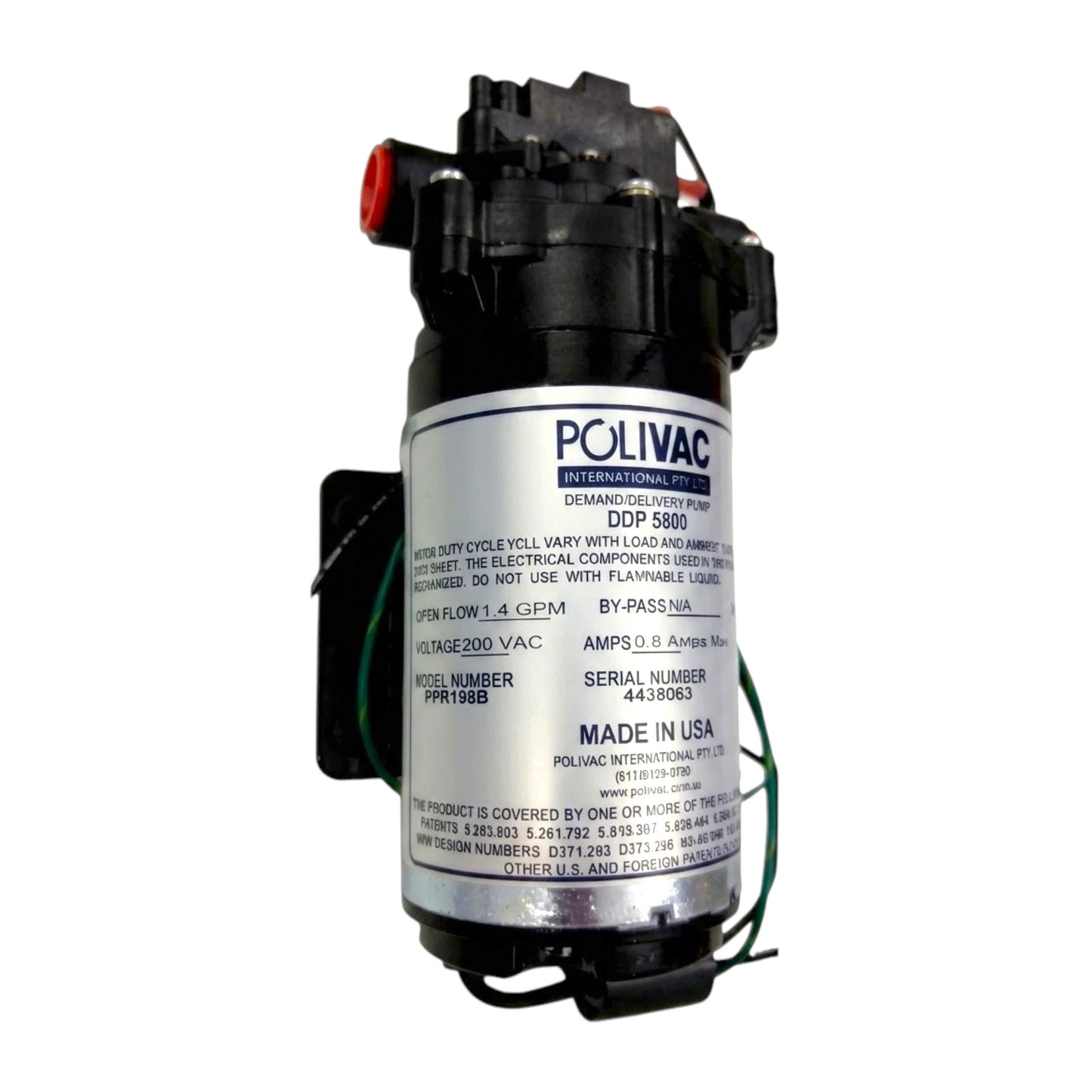 POLIVAC CARPET EXTRACTOR 220 PSI DIAPHRAM PUMP
