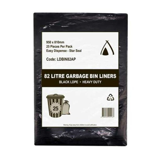 Tailored Packaging Heavy Duty Garbage Bin Liners 82L Black LDPE 250